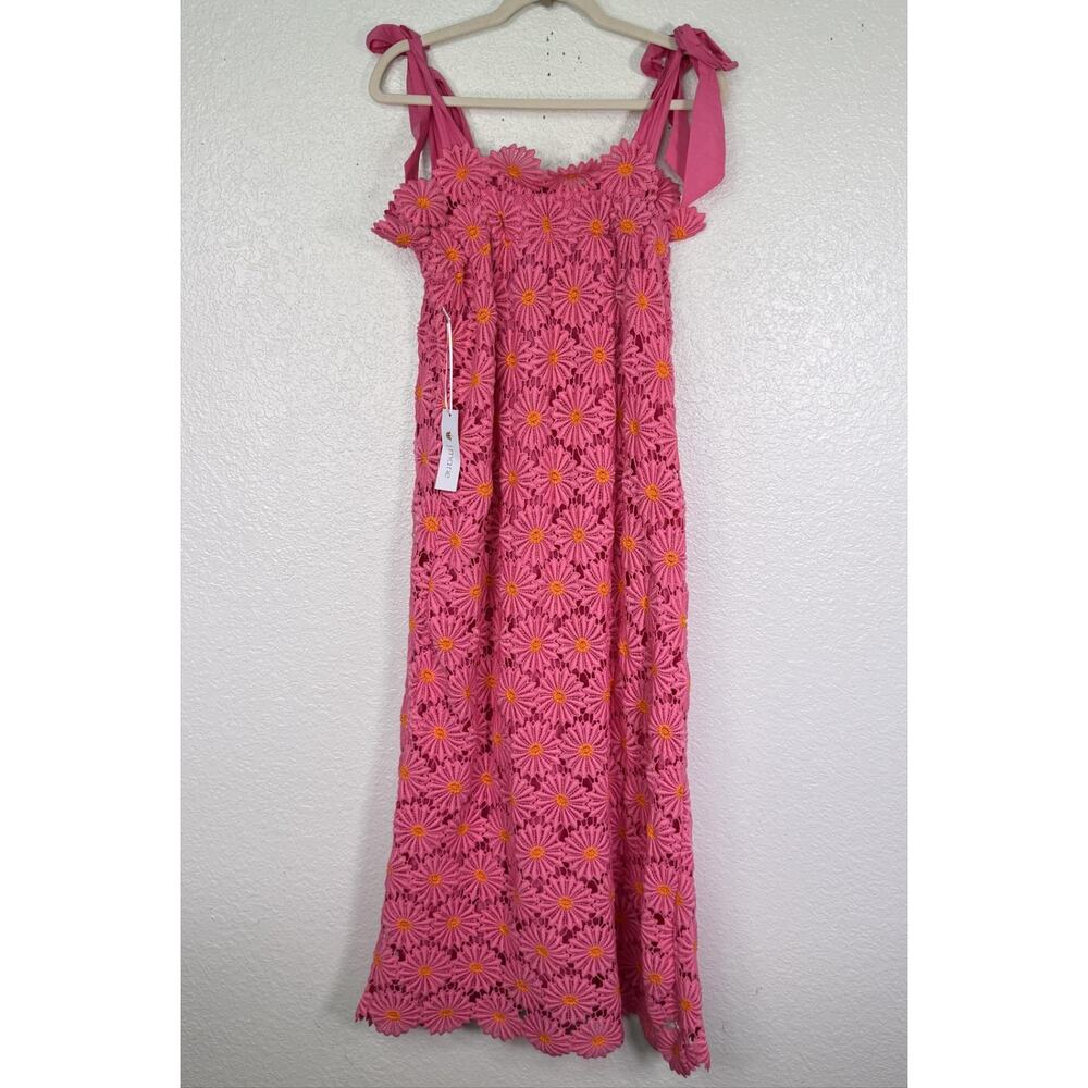 J.Marie Lele Dress Women XS Maxi Pink Daisy Floral Boho Sundress Tie Strap NEW - Picture 2 of 11
